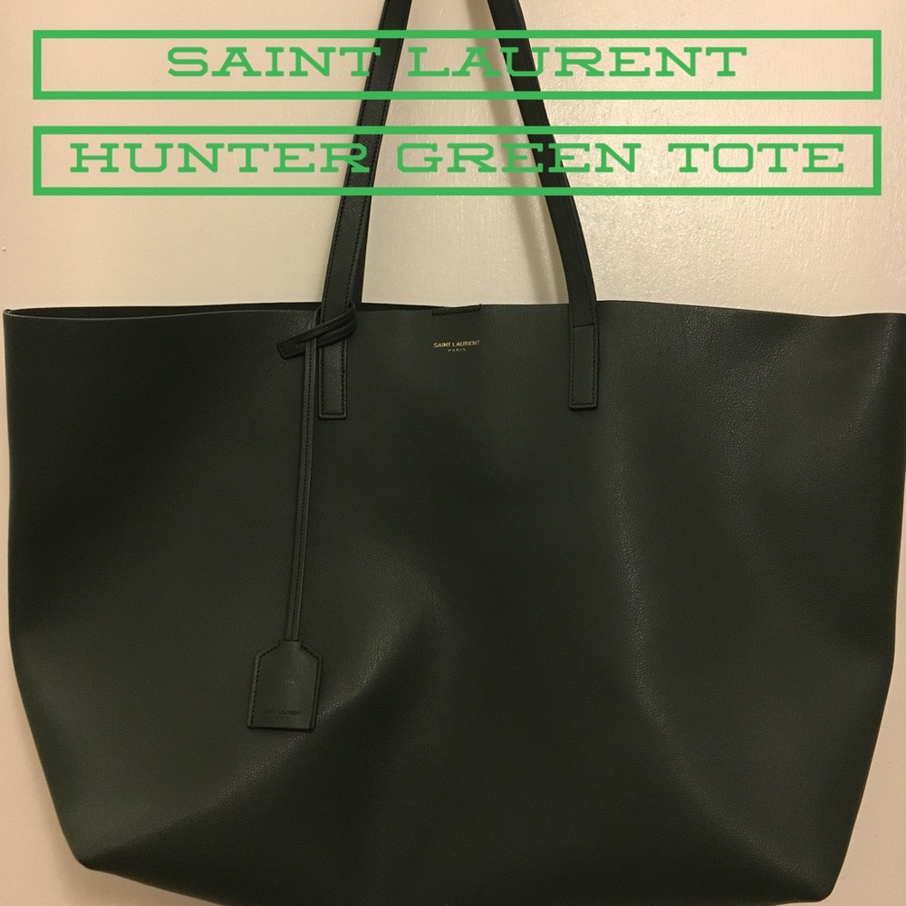 Authentic Saint Laurent Hunter Green Tote Bag